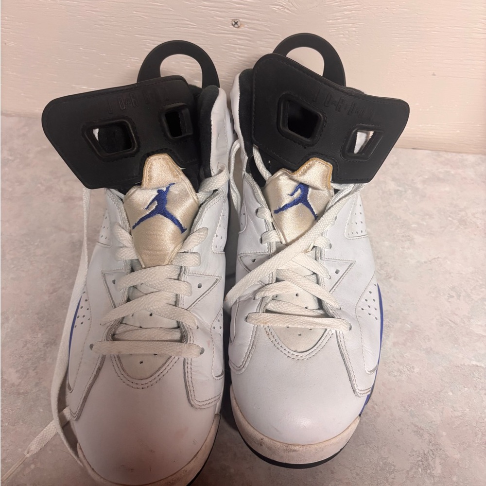 Kids White and Blue Jordan Shoes